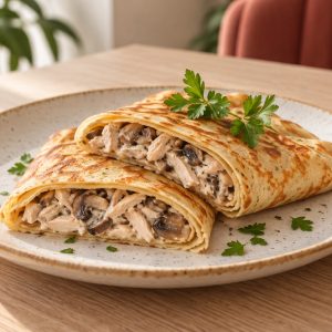 Блины с курицей и грибами