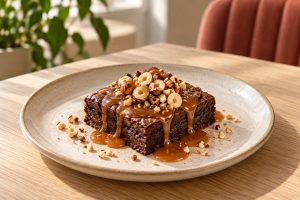Брауни с карамелью и фундуком