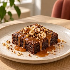 Брауни с карамелью и фундуком