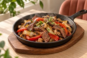 Шипящая сковородка с говядиной