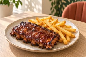 Рёбра BBQ с картофелем фри