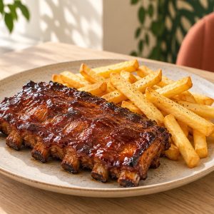 Рёбра BBQ с картофелем фри