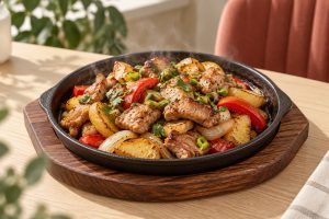 Шипящая сковородка со свининой