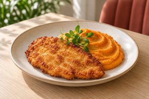 Шницель куриный с пюре из батата