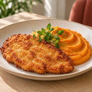 Шницель куриный с пюре из батата