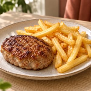 Мясная котлета с картофелем фри