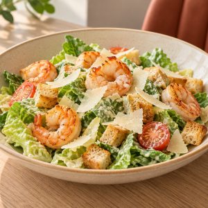 Салат Цезарь с креветками
