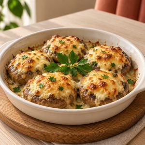 Шампиньоны под сырной корочкой
